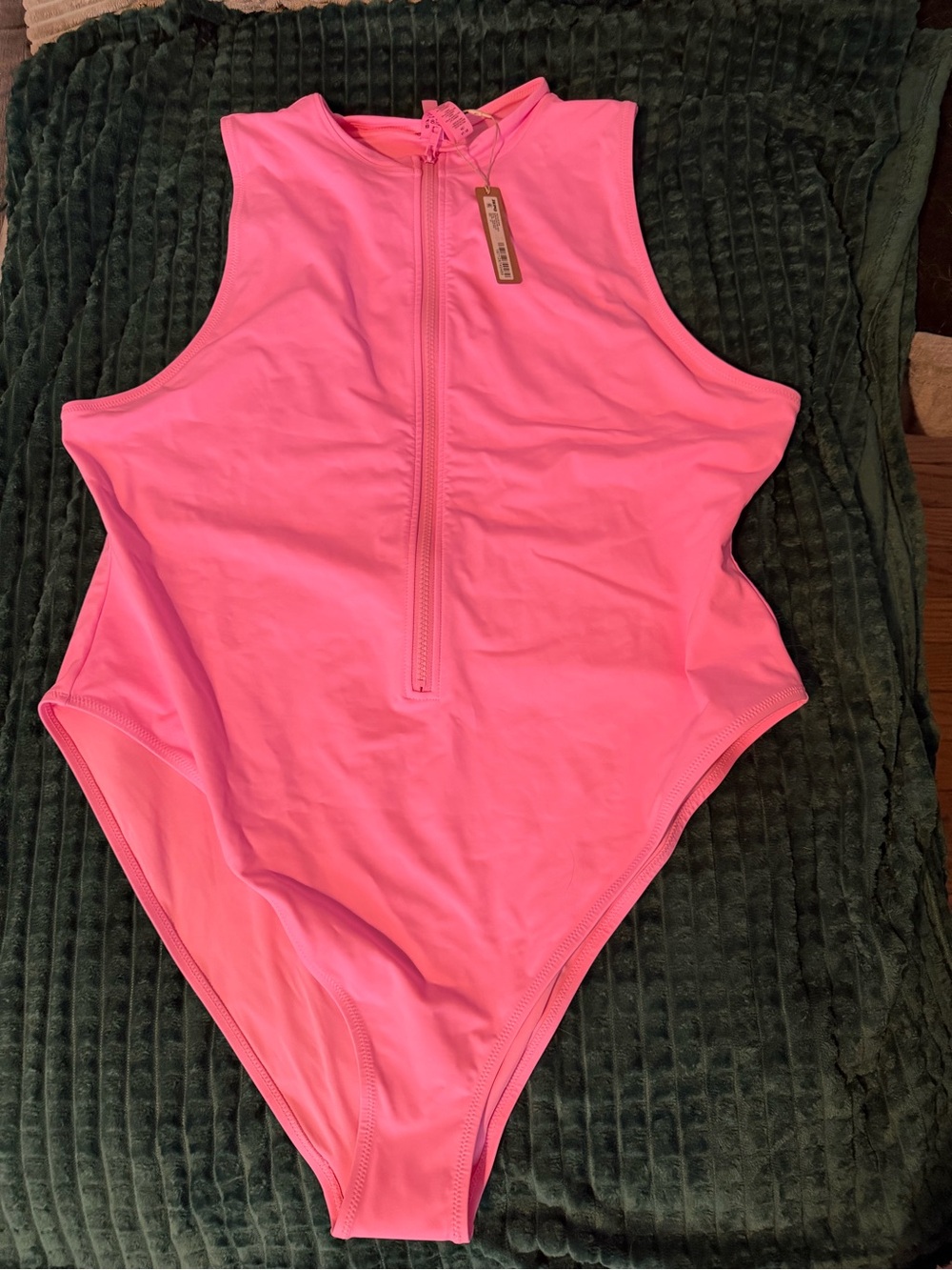 SKIMS Hot Pink Zip-Front One-Piece Swimsuit